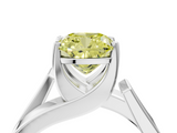 White gold Modern Tension Set Fancy Yellow Cushion  Solitaire Wide Band Ring_83