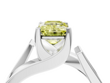 White gold Modern Tension Set Fancy Yellow Emerald  Solitaire Wide Band Ring_87