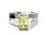 White gold Modern Tension Set Fancy Yellow Emerald  Solitaire Wide Band Ring_92