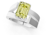 White gold Modern Tension Set Fancy Yellow Emerald  Solitaire Wide Band Ring_94