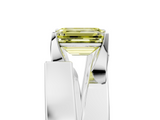 White gold Modern Tension Set Fancy Yellow Emerald  Solitaire Wide Band Ring_98
