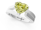 White gold Modern Tension Set Fancy Yellow Heart  Solitaire Wide Band Ring_75