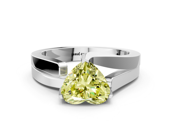 White gold Modern Tension Set Fancy Yellow Heart Cut Diamond Solitaire Wide Band Ring