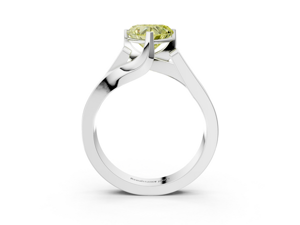 White gold Modern Tension Set Fancy Yellow Heart Cut Diamond Solitaire Wide Band Ring