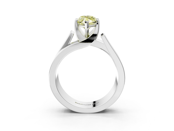 Platinum Modern Tension Set Fancy Yellow Marquise Cut Diamond Solitaire Wide Band Ring