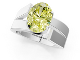 White gold Modern Tension Set Fancy Yellow Oval  Solitaire Wide Band Ring_63