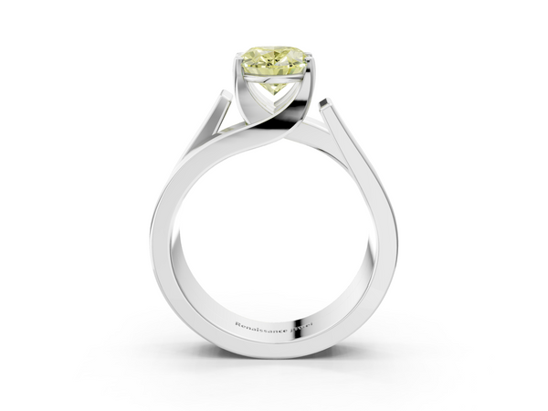 White gold Modern Tension Set Fancy Yellow Oval Cut Diamond Solitaire Wide Band Ring