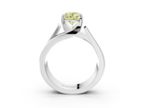 White gold Modern Tension Set Fancy Yellow Oval  Solitaire Wide Band Ring_65