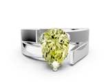 White gold Modern Tension Set Fancy Yellow Pear  Solitaire Wide Band Ring_126