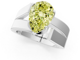 White gold Modern Tension Set Fancy Yellow Pear  Solitaire Wide Band Ring_128