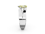 White gold Modern Tension Set Fancy Yellow Pear  Solitaire Wide Band Ring_129