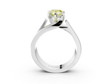 White gold Modern Tension Set Fancy Yellow Pear  Solitaire Wide Band Ring_130