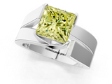 White gold Modern Tension Set Fancy Yellow Princess  Solitaire Wide Band Ring_18