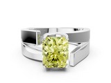 White gold Modern Tension Set Fancy Yellow Radiant  Solitaire Wide Band Ring_93