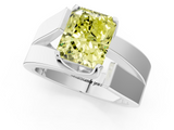 White gold Modern Tension Set Fancy Yellow Radiant  Solitaire Wide Band Ring_94
