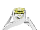 White gold Modern Tension Set Fancy Yellow Radiant  Solitaire Wide Band Ring_97