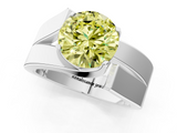 White gold Modern Tension Set Fancy Yellow Round  Solitaire Wide Band Ring_18