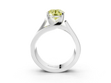 White gold Modern Tension Set Fancy Yellow Round  Solitaire Wide Band Ring_20