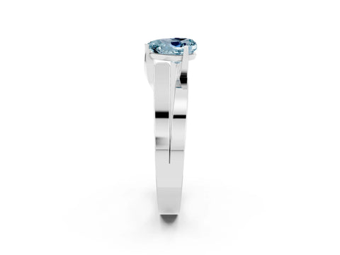 White gold Modern Tension Set Heart Cut Aquamarine Solitaire Wide Band Ring_2