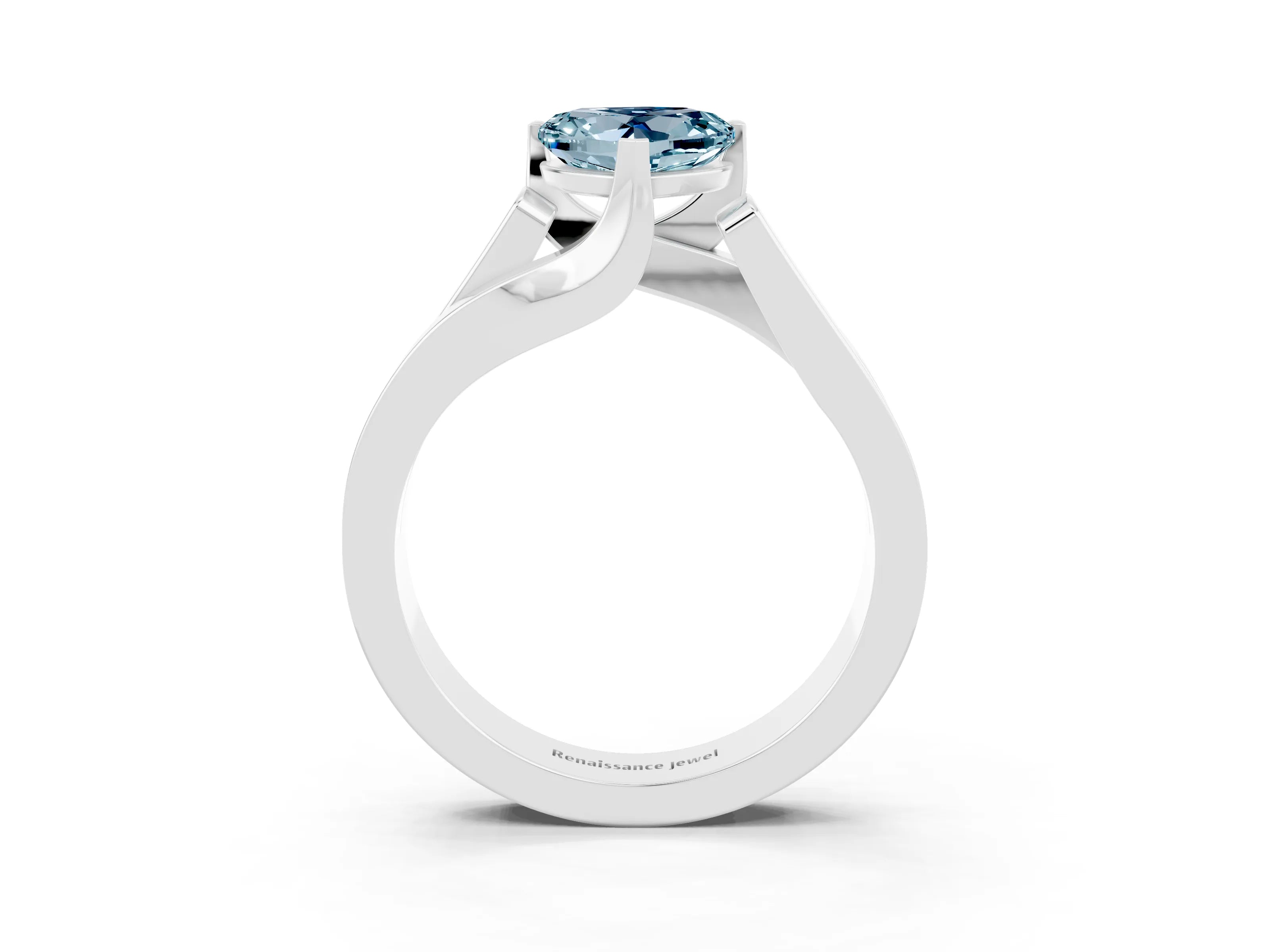 White gold Modern Tension Set Heart Cut Aquamarine Solitaire Wide Band Ring_3