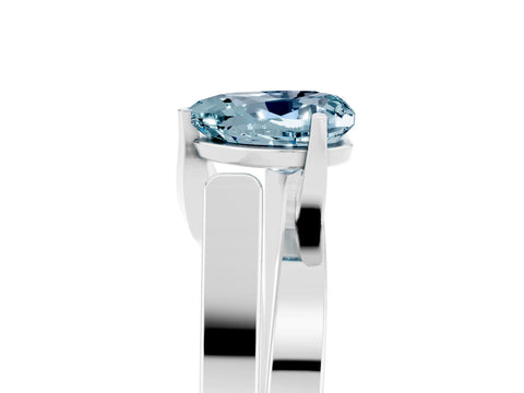 White gold Modern Tension Set Heart Cut Aquamarine Solitaire Wide Band Ring_5