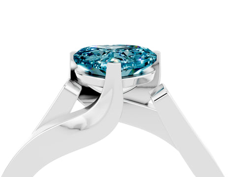 White gold Modern Tension Set Heart Cut Blue Topaz Solitaire Wide Band Ring_4