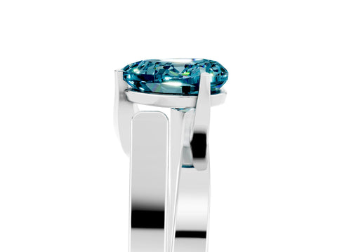 White gold Modern Tension Set Heart Cut Blue Topaz Solitaire Wide Band Ring_5