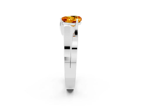 White gold Modern Tension Set Heart Cut Citrine Solitaire Wide Band Ring_2