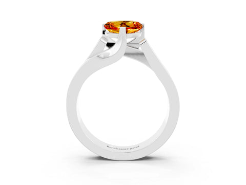 White gold Modern Tension Set Heart Cut Citrine Solitaire Wide Band Ring_3