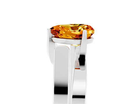 White gold Modern Tension Set Heart Cut Citrine Solitaire Wide Band Ring_5
