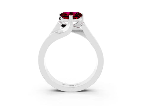 White gold Modern Tension Set Heart Cut Garnet Solitaire Wide Band Ring_3