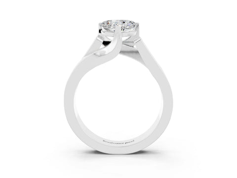 White gold Modern Tension Set Heart Cut Moissanite Solitaire Wide Band Ring_3