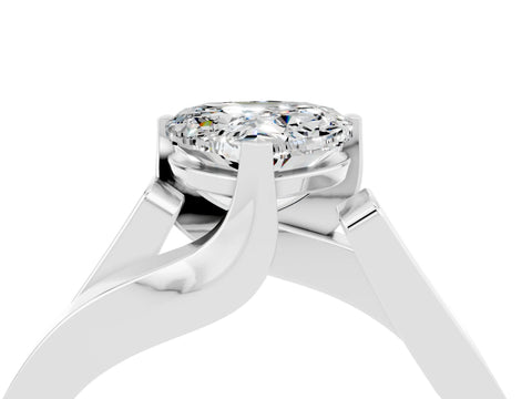 White gold Modern Tension Set Heart Cut Moissanite Solitaire Wide Band Ring_4