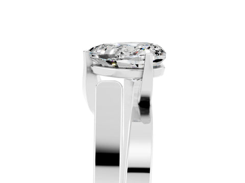 White gold Modern Tension Set Heart Cut Moissanite Solitaire Wide Band Ring_5