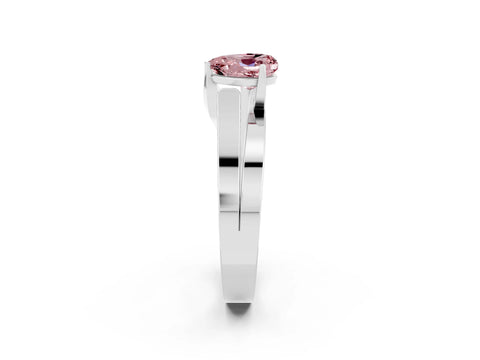 White gold Modern Tension Set Heart Cut Morganite Solitaire Wide Band Ring_2