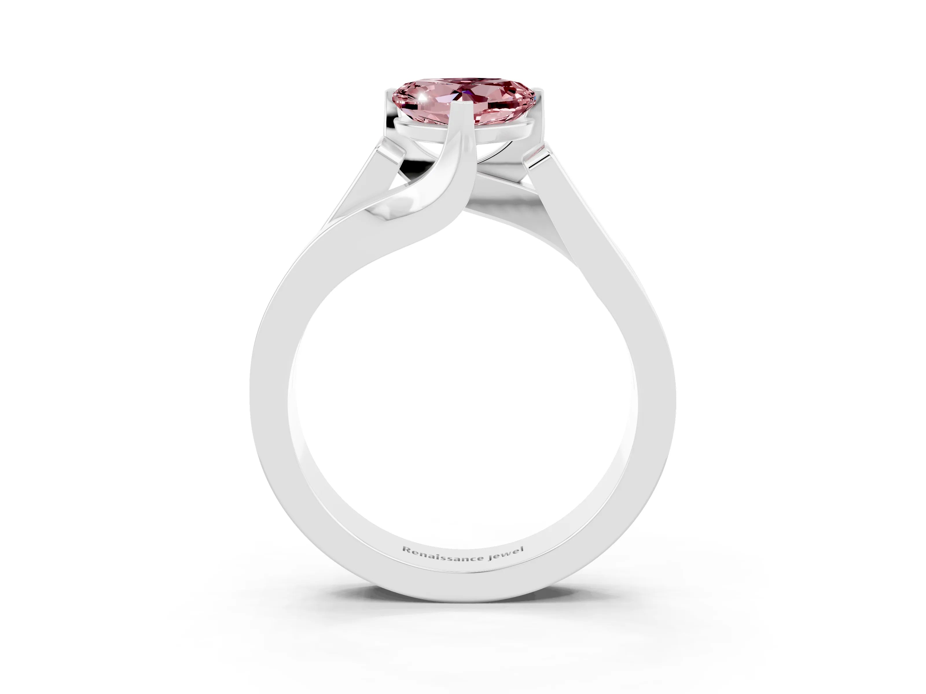 White gold Modern Tension Set Heart Cut Morganite Solitaire Wide Band Ring_3