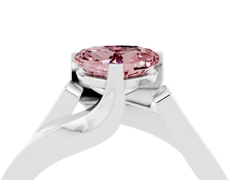 White gold Modern Tension Set Heart Cut Morganite Solitaire Wide Band Ring_4