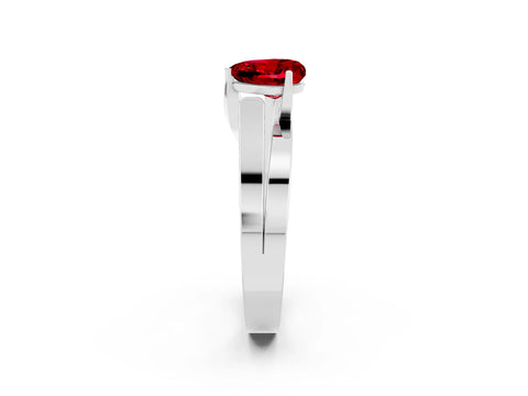 White gold Modern Tension Set Heart Cut Ruby Solitaire Wide Band Ring_2