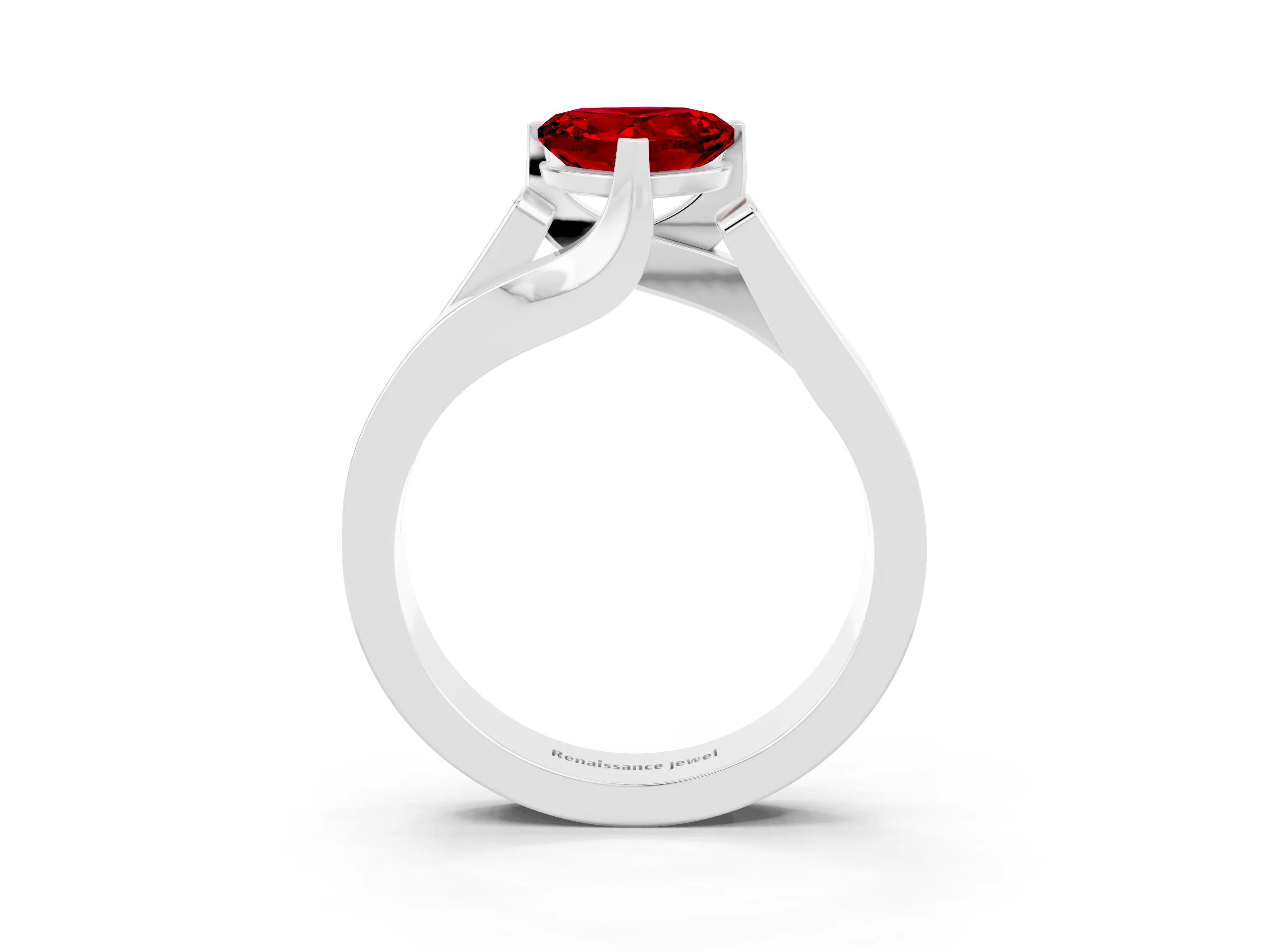 White gold Modern Tension Set Heart Cut Ruby Solitaire Wide Band Ring_3