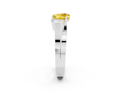 White gold Modern Tension Set Heart Cut Yellow Sapphire Solitaire Wide Band Ring_14