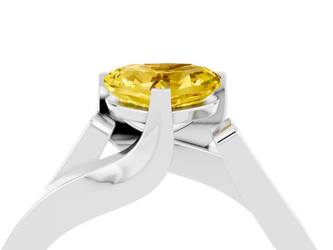 White gold Modern Tension Set Heart Cut Yellow Sapphire Solitaire Wide Band Ring_16