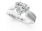 White gold Modern Tension Set Heart Solitaire Wide Band Ring_180