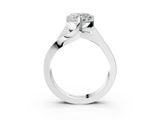 White gold Modern Tension Set Heart Solitaire Wide Band Ring_183