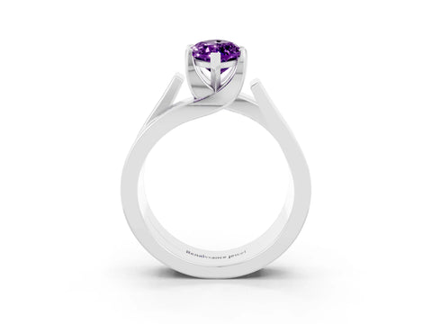 White gold Modern Tension Set Marquise Cut Amethyst Solitaire Wide Band Ring_3