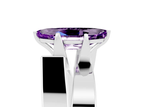 White gold Modern Tension Set Marquise Cut Amethyst Solitaire Wide Band Ring_5