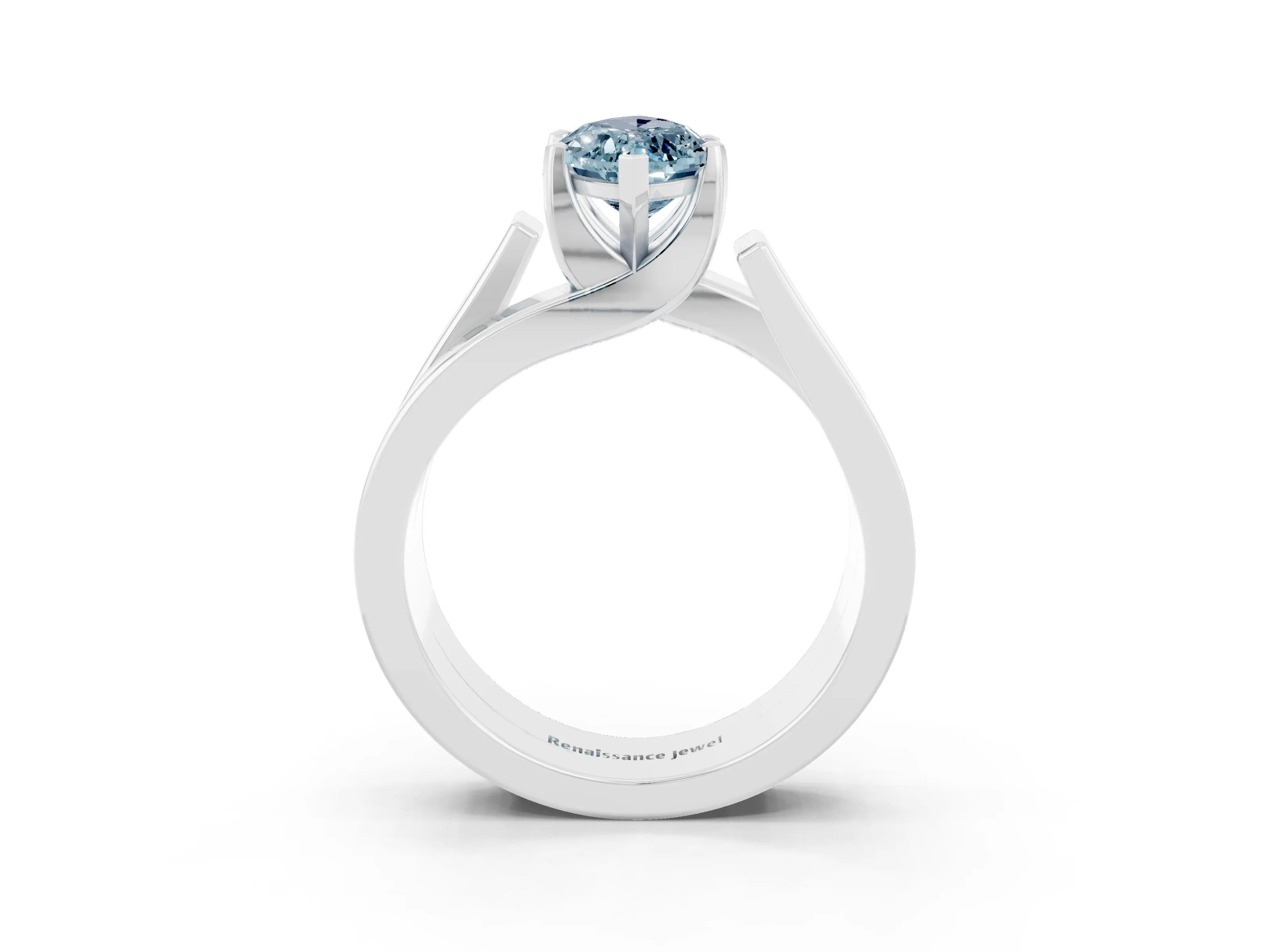 White gold Modern Tension Set Marquise Cut Aquamarine Solitaire Wide Band Ring_3