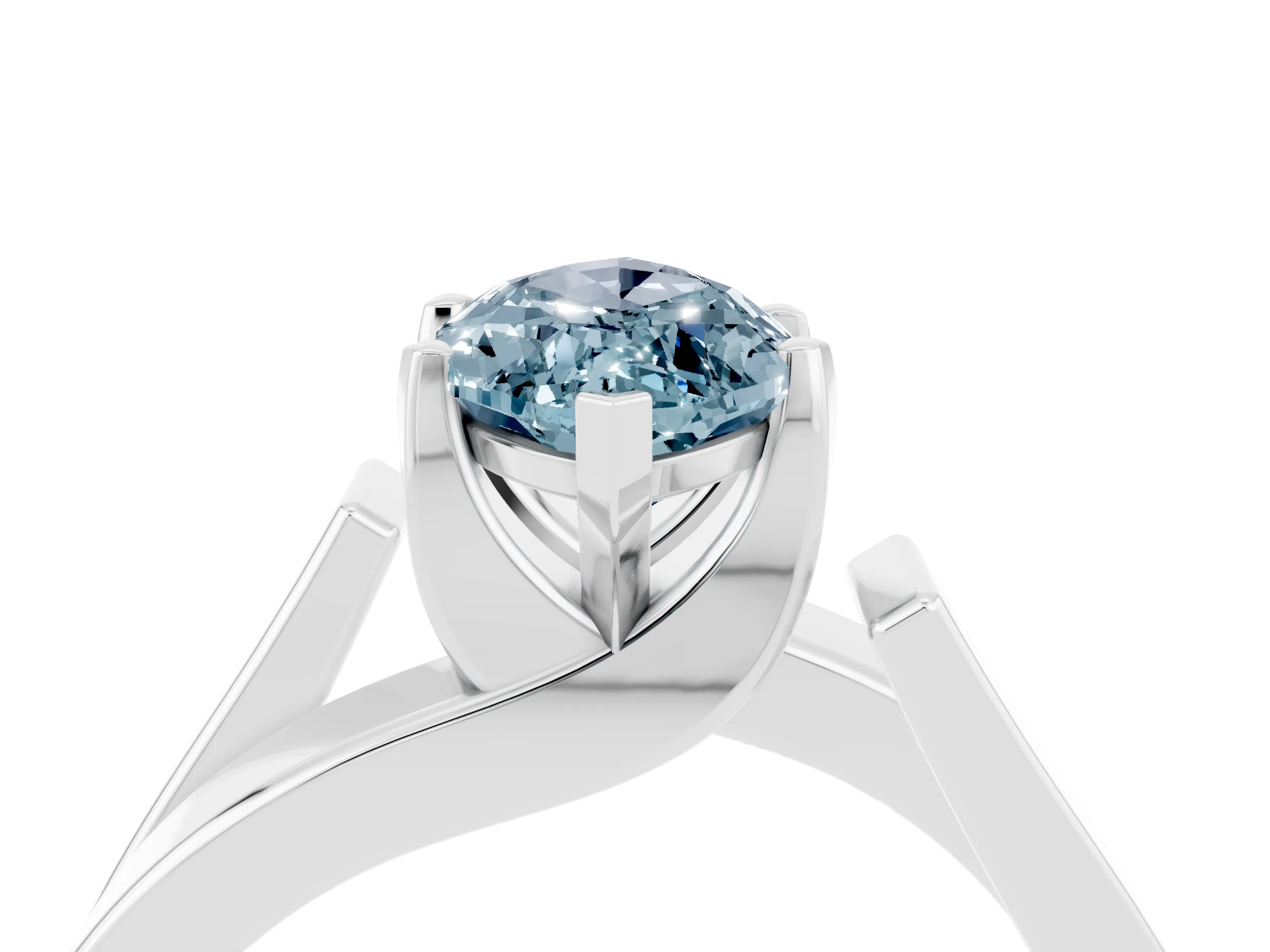 White gold Modern Tension Set Marquise Cut Aquamarine Solitaire Wide Band Ring_4