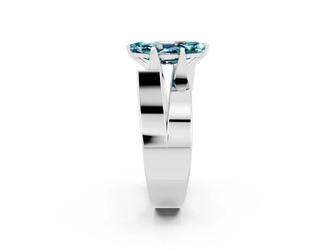 White gold Modern Tension Set Marquise Cut Blue Topaz Solitaire Wide Band Ring_2