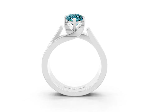 White gold Modern Tension Set Marquise Cut Blue Topaz Solitaire Wide Band Ring_3