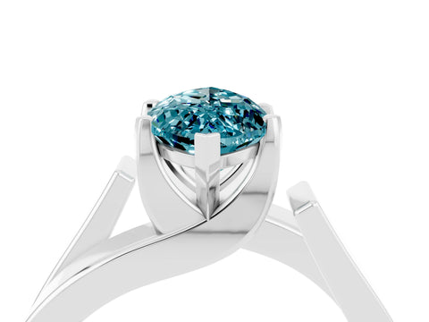 White gold Modern Tension Set Marquise Cut Blue Topaz Solitaire Wide Band Ring_4